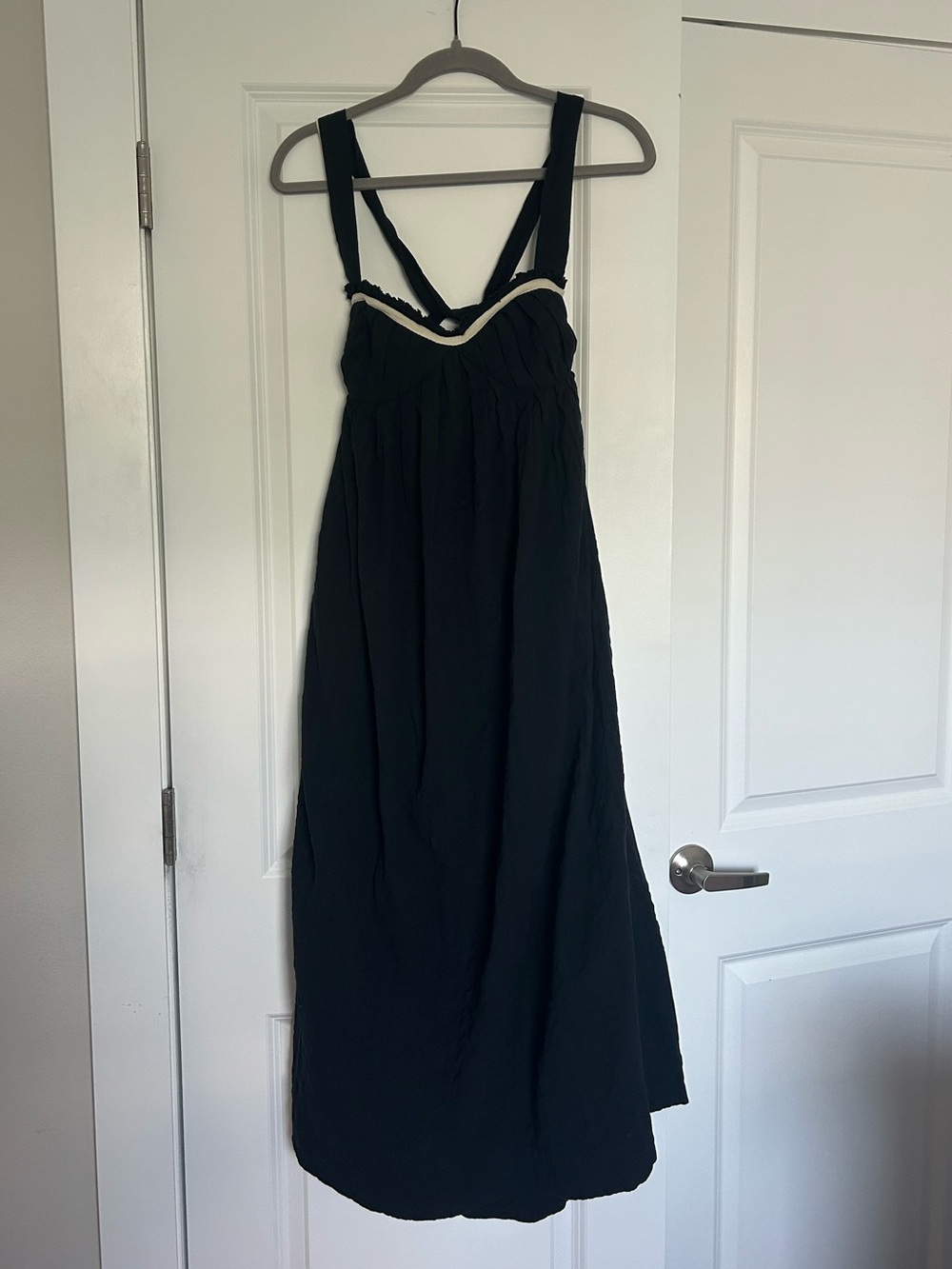 Free People 100 Percent Cotton Black Maxi Dress with Cream Trim